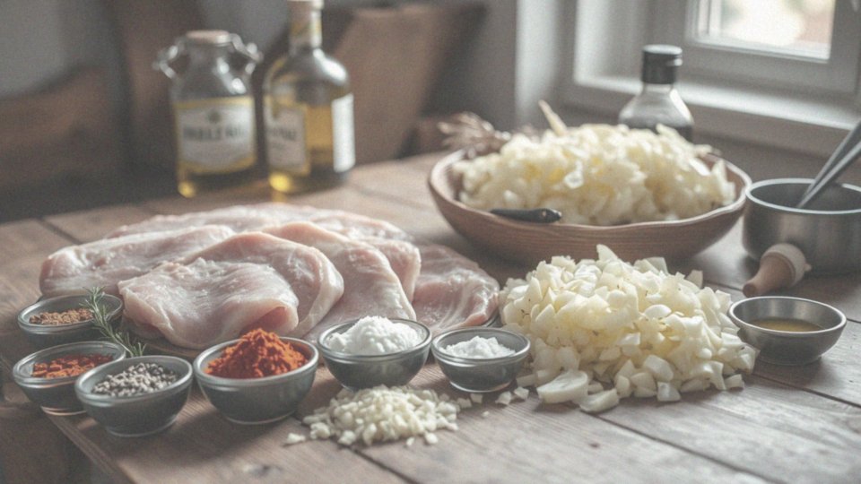 Jakie składniki są potrzebne do karkówki pieczonej w plastrach z cebulą?